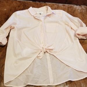 Light weight pink button up...